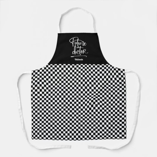 将来の医科生パーソナライズされた市松模様に エプロン (正面)