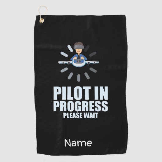 将来の学生パイロットのための進行中のパイロット ゴルフタオル (正面)