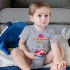 将来の消防士パパみたい ハンドドローンフード付き ベビーボディスーツ