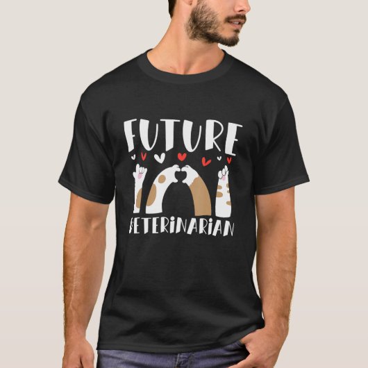 将来の獣医さん 動物 獣医 獣医学技術者 Tシャツ (正面)