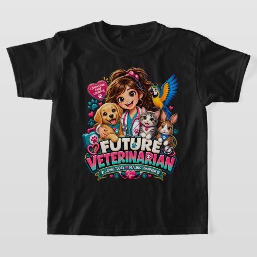 将来の獣医 子供 動物好き Tシャツ (レイダウン)