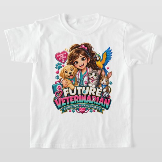 将来の獣医 子供 動物好き Tシャツ (レイダウン)