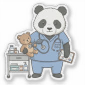 将来の看護師パンダ: かわいい医学生 シール (正面)