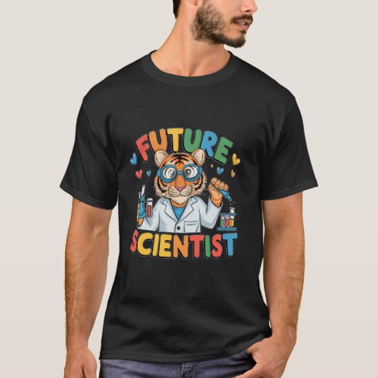 将来の科学者 学生 フェア 科学者 少年 トラ Tシャツ (正面)