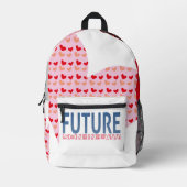 将来の義理の息子、赤い黒いグレーのラブレター プリントバックパック (正面)