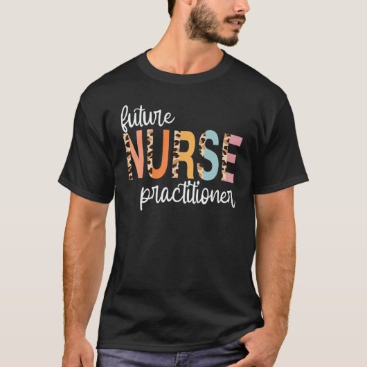 将来の認定看護師学生ヒョウ柄看護 Tシャツ (正面)