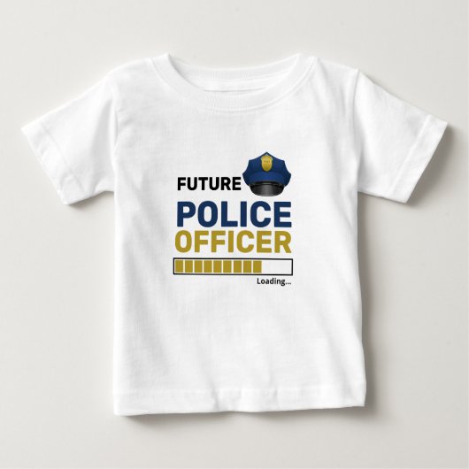 将来の警察官の積み込おもしろいみ ベビーTシャツ (正面)