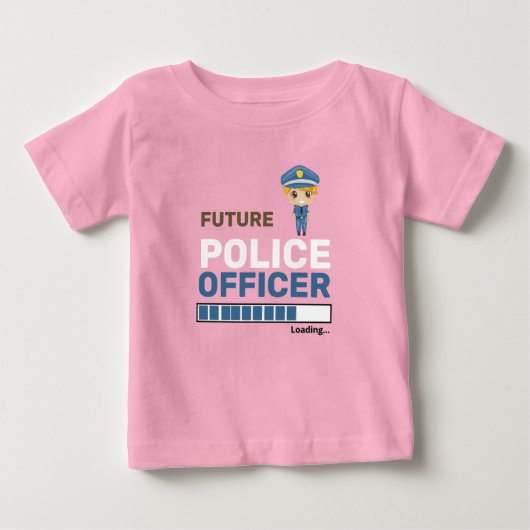 将来の警察官ピンクカスタマイズ ベビーTシャツ (正面)