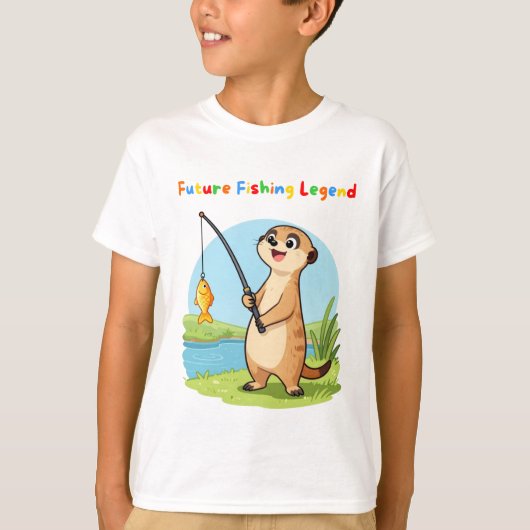 将来の釣り伝説 キッズTシャツ – かわいい Tシャツ (正面)