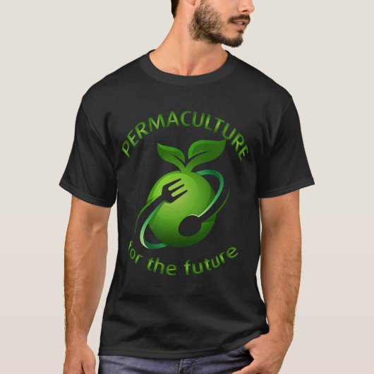 将来の食物林のためのパーマカルチャー Tシャツ (正面)