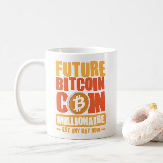 将来のBITCOINコイン億万長者 コーヒーマグカップ (ドーナツ)