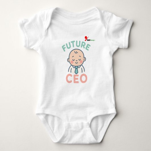 将来のCEO 赤ちゃん ボディスーツ | かわいいビジネス用ベビー服 (正面)