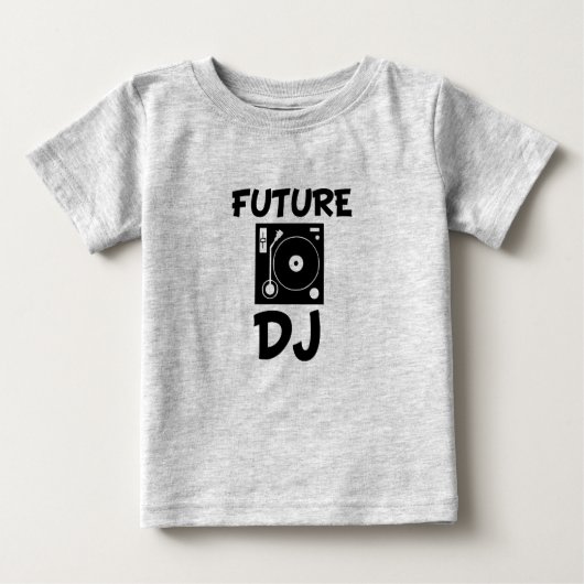 将来のDJおもしろいベビーシャツ ベビーTシャツ (正面)