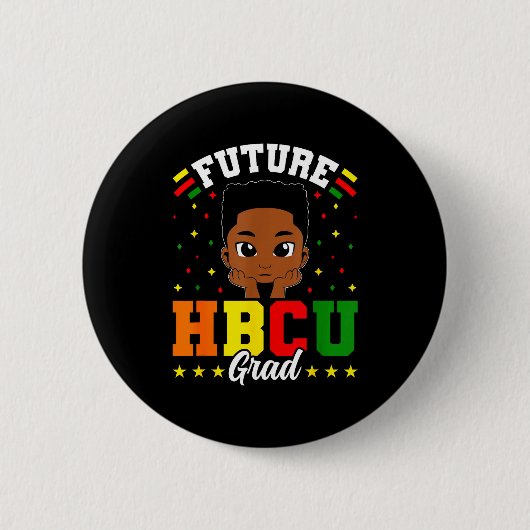 将来のHBCU卒業生の少年 黒人系大学 缶バッジ (正面)