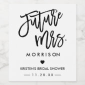 将来のMRS 手描きレタリング ブライダルシャワー ワインラベル (シングルラベル)