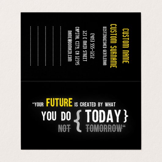 将来は、今日の活動によって生み出される引用文 名刺 (外部フラット)