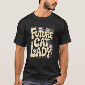 将来ネコ飼育予定の女性 優しい子猫に囲まれた文字 Tシャツ