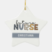 将来パーソナライズされたのナース |看護学生のプレゼント セラミックオーナメント (正面)