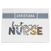 将来パーソナライズされたのナース |看護学生のプレゼント ラージペーパーバッグ (正面)