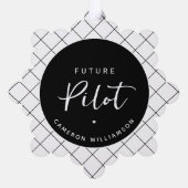 将来パーソナライズされたのパイロットエレガント オーナメントカード (裏面)