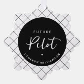 将来パーソナライズされたのパイロットエレガント オーナメントカード (正面)