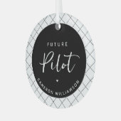 将来パーソナライズされたのパイロットエレガント ガラスオーナメント (正面左)