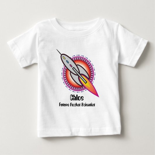 将来パーソナライズされたのロケット科学者 ベビーTシャツ (正面)