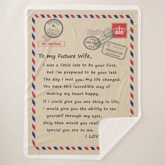 将来パーソナライズされたの妻への手紙 シェルパブランケット (正面)