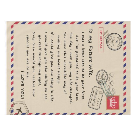 将来パーソナライズされたの妻への手紙 テーブルクロス (正面(横))