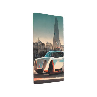 将来フランスのの都市のプジョー車 メタルプリント