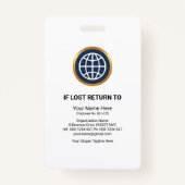 将来的な赤写真テンプレートストライプ従業員ID バッジ (裏面)