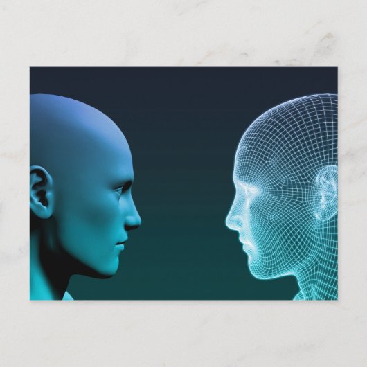 将来競争する人間と機械 ポストカード (正面)