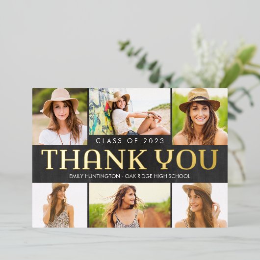 将来輝くのフォイル卒業サンキューカード 箔招待状 (立ち正面)