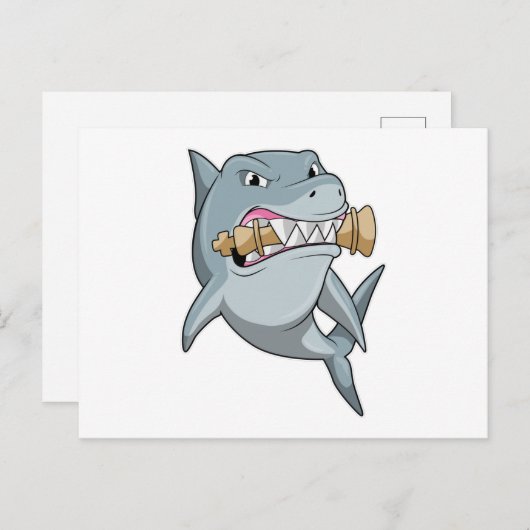 将棋でキングと対決するサメ ポストカード (正面/裏面)