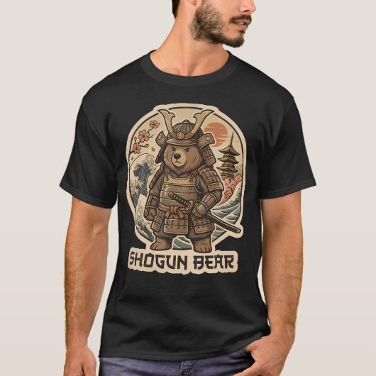 将軍くまサムライ 伝統的な日本美術 Tシャツ (正面)
