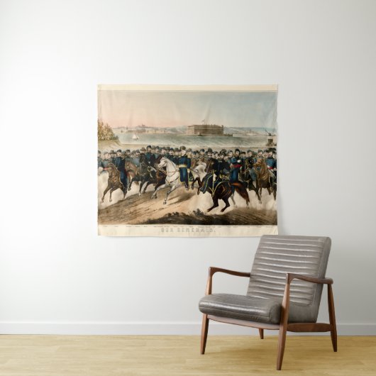 将軍、復元されたヴィンテージ1864内戦のポスト タペストリー (インサイチュ(横))