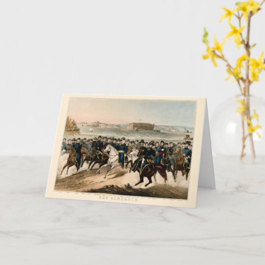 将軍、復元されたヴィンテージ1864内戦 カード (黄色い花)