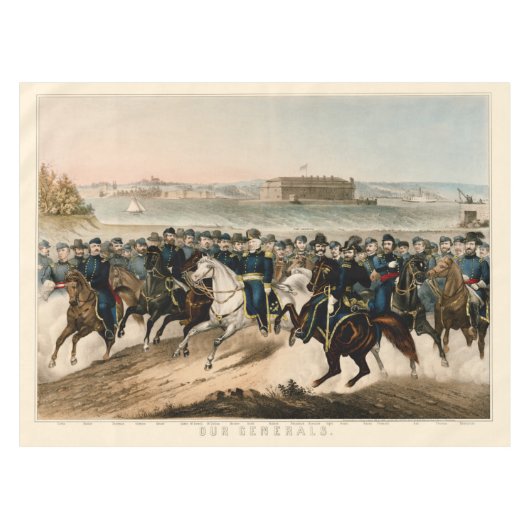 将軍、復元されたヴィンテージ1864内戦 テーブルクロス (正面(横))