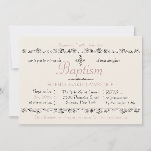 尊敬されるサクラメント宗教招待状(ピンク) 招待状 (正面)