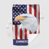 尊敬すべきワシ、アメリカ国旗、愛国心 ゴルフタオル (インサイチュ)