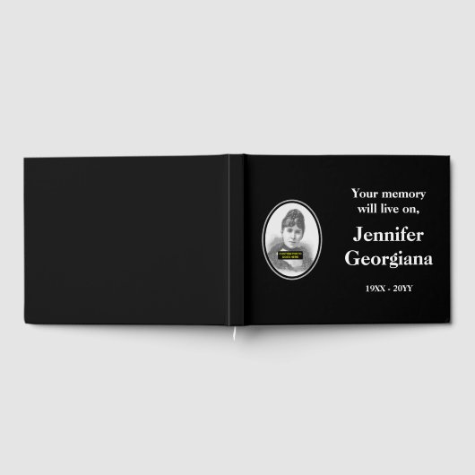 尊敬とパーソナライズされた葬式のゲストブック ゲストブック (全面)