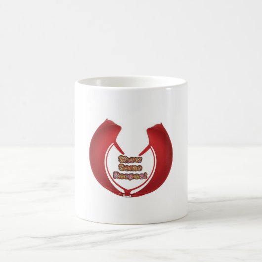 尊敬の念を表すアートプリント コーヒーマグカップ (中央)