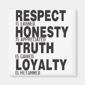 尊敬は得られる正直は真実を認められる マグネット (正面)