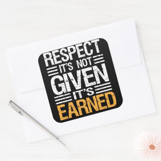 尊敬は獲得与え引用文のステッカーではない スクエアシール (封筒)