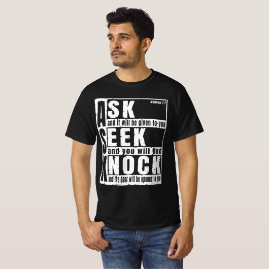 尋ねる 求める ノックする Tシャツ (正面フル)