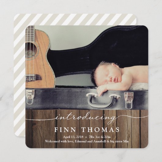 導入生まれたばかりの |ベビー発表 案内状 (正面/裏面)