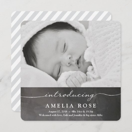 導入生まれたばかりの |ベビー発表 案内状 (正面/裏面)
