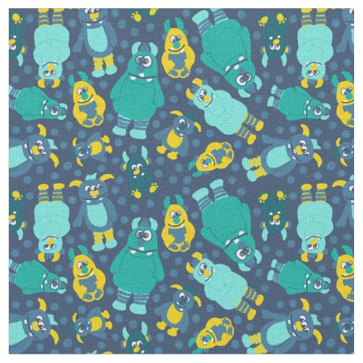 小おもしろい漫画モンスターズパターン（の模様が）ある少年 ファブリック (クローズアップ)