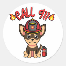 小おもしろい犬は消防士だ ラウンドシール