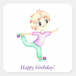 小おもしろい生姜の男の子 スクエアシール